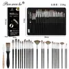 Set de Pinceles de Lienzo de Gama Alta Transfronterizo, Serie Completa de 24 Piezas de Pinceles para Lienzo, Pinceles de Pintura de Madera y Nylon, Pinceles de Pintura