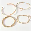 Pulsera Bangle Geométrico con Nudos y Bolas Redondas Transfronteriza Europea y Americana Estilo Simple Moda Sensación de Alta Gama Set de Joyería de Mano para Mujer