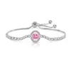 Pulsera de Moda de Lujo Ligero con Diamantes de Colores Ovalados Corte Flor de Hielo Incrustada con Diamantes de Alto Carbono Pulsera de Aguamarina con Temperamento Sencillo y Gemas de Colores para Mujer