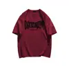 Camiseta de Algodón Pesado Manga Corta Color Borgoña para Hombre Verano 2025 Nueva Camiseta Americana High Street Holgada Casual