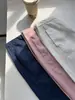 Pantalones de Lino Anchos Color Rosa Humo Ultra Elegantes de Moda para Mujer de Este Año, Estilo Delgado de Verano, Pantalones Rectos Sueltos Casuales para Figuras Petites
