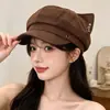 Nueva gorra de béisbol retro con orejas de gato para mujer, hecha de gamuza, con un diseño lindo que hace que la cara se vea más pequeña, versátil para uso casual, venta al por mayor