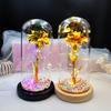 Regalo Día de la Mujer Día del Maestro Decoración Gabinete de Noche Sala de Estar Flor Clavel Simulación Lámina de Oro Cubierta de Vidrio para Madre