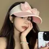 Visera de Seda de Hielo con Lazo para Mujer, Sombrero de Sol de Ala Ancha para Verano, Sombrero de Sol con Protección UV para Deportes al Aire Libre