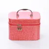 Bolsa de Couro Personalizada de Fábrica Cor Pura Textura Quadrada Estojo de Maquiagem Material PU Bolsa de Maquiagem Quadrada Caixa de Joias