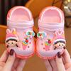 Zapatillas de niña con punta cerrada y agujero para verano, para interior, antideslizantes, con suela suave, bonitas sandalias de dibujos animados para bebés y niños