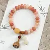 Pulseira Natural Bodhi com Contas de Ábaco Multicores, Joia de Círculo Duplo, Pingente de Lótus Estilo Chinês, Pulseira Colecionável, Contas de Oração Budista Atacado