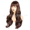 Pelucas europeas y americanas de cabeza completa para mujer transfronterizas con ondas grandes, flequillo recto, cabello largo y rizado, pelucas de cabeza completa al por mayor