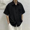 Camisa de manga corta de seda de hielo para hombre, estilo coreano de verano, holgada, fina, de negocios, informal, de media manga, estilo maduro ligero, blanca