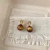 Pendientes de Aro Estilo Francés con Microincrustaciones de Circonita y Cuentas de Torre, Modernos, Exquisitos, Lujo Ligero, Pendientes de Botón Versátiles