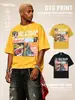 Stewell Estilo Callejero Americano Estampado Digital Personalizado Unisex Manga Corta Algodón Pesado Marca de Moda Cuello Pequeño Manga Corta