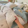 Estilo ins juego de ropa de cama de algodón puro con lunares pequeños juego de cuatro piezas sábana funda de edredón sábana ajustable cama de dormitorio de estudiante juego de tres piezas 3