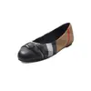 Sapatos Baixos Slip-On Redondos Estilo Francês com Nicho 2026 Verão Uso Externo Xadrez Mary Jane Sapatos Planos de Couro