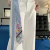 Pañuelo de seda con flores de acrílico, borde redondo de encaje, lazo, simple y elegante, nicho, lindo, accesorio de corbata vintage