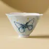 Taza de Té Kung Fu Mariposa Pintada a Mano Taza de Maestro Cerámica Taza Individual Taza de Té de Porcelana Taza Cónica Juego de Té Oficina