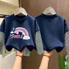 Camiseta para niña, algodón puro, a rayas, manga larga, nuevo modelo primavera y otoño 2026, camiseta básica para niñas estudiantes, top para niños