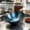 Venta Directa de Fábrica Transfronteriza: No necesita curado previo, Olla de fondo redondo, Compatible con estufa de gas, Olla de hierro tradicional hecha a mano con doble asa para cocinar, Wok Zhangqiu, Hierro fino