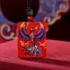 Venta Caliente Directa de Fábrica Colgante Pintado de Fénix de Cinabrio Collar de Arena Roja Arena Imperial Colgante Thangka del Nirvana