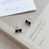 Pendientes de Plata de Ley S925 Estilo Coreano Lazo Simple Corazón Circonita Femeninos Versátiles Pendientes de Lujo Accesibles Pendientes de Nicho