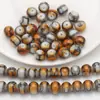Novas Contas de Luz com Padrão de Tinta de 8mm Contas Redondas Furo Médio Contas de Vidro Lisas Acessórios para Joias Pulseiras Brincos
