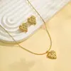 Joias Criativas Europeias e Americanas Transfronteiriças de Folha Poligonal Irregular com Textura de Flor e Coração Conjunto de Brincos e Colar Exquisitos