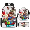 Nueva Mochila Escolar de Dibujos Animados de Mario de Amazon Mochila para Estudiantes de Primaria y Secundaria Mochila Super Mario Juego de Tres Piezas en Stock