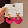 Pendientes Geométricos Color Rojo Rosa de Moda Retro Nuevos 2026, Estilo Francés, Únicos y Elegantes, Pendientes Exagerados y de Alta Gama