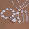 S241 comercio exterior joyería de moda europea y americana rosa plata 925 chapada pulsera collar aretes anillo juego de anillos
