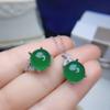 Set de Plata 925 con Calcedonia Verde Natural Incrustada Colgante Anillo Ajustable Set Joyería Calcedonia Verde