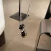 Collar Colgante Gota de Agua Piedra Ojo de Tigre Maillard Estilo Hong Kong Moda Versátil Cadena para Suéter Joyería de Nicho Venta al por Mayor