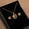 Conjunto de Brincos Corrente de Clavícula Coração Geométrico Estilo Metal Personalizado Europeu e Americano Design de Aço Inoxidável Transfronteiriço Colar da Moda