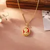 Colar Estilo Pintura a Óleo Jardim de Monet, Estilo Palácio Retrô, Esmalte Pingado de Alta Qualidade, Personalizado, Corrente de Suéter Moderna e Elegante