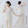 Nueva Camisa de Danza Plegada tipo Acordeón Estilo Chino para Bailarinas, con Escote Asimétrico, Corte Holgado, Textura Delgada, Mangas Cortas, Ropa de Práctica para Danza Moderna