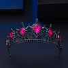 Decorada con Pedrería Colorida para la Novia, Barroca Europea y Americana Diamante Princesa Corona Redonda para Mujer Accesorios para el Cabello, Accesorios de Corona para Vestido de Boda para Mujer