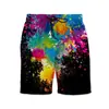 Pantalones de playa para hombre de fabricantes transfronterizos bolsillos laterales shorts casuales holgados impresión digital 3D a la figura