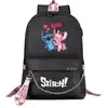 Comercio exterior nueva mochila de dibujos animados Stitch USB Estudiante joven mochila escolar para hombres y mujeres mochila casual de viaje