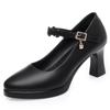 Plataforma impermeable punta redonda suela gruesa pasarela zapatos cheongsam zapatos de madre de mediana edad zapatos de cuero modelo performance tacones altos