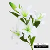 Buquê artificial de lírio perfume, haste única com 4 flores e 1 botão, flor de lírio grande de seda para decoração de casa e adereços de fotografia