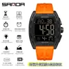 Popular Reloj Electrónico Sanda con Forma de Barril y Pantalla Única, Despertador Impermeable, Reloj de Pulsera para Estudiantes, Reloj Multifuncional con Esfera Grande, Dropshipping