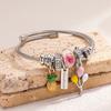 Pulsera Ajustable Dora Creativa Multielemento de Fruta Piña Colgante Aleación Goteo de Aceite Plateado Accesorios de Pulsera