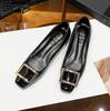 Zapatos de Mujer con Hebilla Cuadrada y Tacón Grueso Estilo Nuevo Primavera 2024 Zapatos de Mujer en Charol Gris Elefante Tacones Altos Versátiles con Punta Cuadrada y Apertura Baja