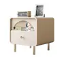 Mesita de noche de madera maciza, mueble de dormitorio color crema, pequeño armario de almacenamiento para mesita de noche tapizado suave, nuevo modelo 2023, estilo moderno simple