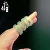 Anillo de Flor Flotante de Jade Tianshan Natural Hielo Jade Lavado con Tinta Verde Flotante Banda Lisa Anillo Nuevo Estilo Chino Banda de Anillo de Jade Fabricante Mayorista