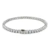 Venta Caliente Transfronteriza En Stock Broche Invisible Al Por Mayor Plata Chapado en Platino 2-5mm Pulsera de Moissanita Cadena de Tenis de Cuatro Garras Hip-Hop