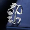 Anillo Abierto de Moda con Diseño Personalizado de Estrella de Ocho Puntas Retro Popular Europeo y Americano Microincrustado con Circonita