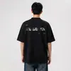Camiseta de Manga Corta Pesada Estilo Americano para Hombre, Chaleco de Verano de Moda para Pareja, Nuevo Top Versátil Holgado de Cuello Redondo con Estampado Simple