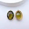 Colgante individual ovalado color cobre conservador con diamantes de colores, biselado vintage, accesorios hechos a mano para pendientes y collares DIY, forma ovalada