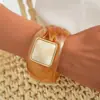 Pulsera de Borde Ancho con Superficie de Espejo de Venta Caliente Transfronteriza Europea y Americana, Pulsera Brillante Exagerada Personalizada, Pulsera de Resina Acrílica