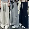 Pantalones de Pierna Ancha Bordados con Letras para Mujer Otoño Invierno 2026 Nuevos de Cintura Alta Adelgazantes Pantalones Americanos Saber Deportivos Casuales Pantalones Banana