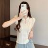 Gongyu Weng Chaleco sin mangas con costuras de botones huecos estilo chino nuevo para mujer, camiseta de verano con nuevo sentido del diseño
